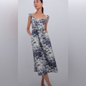 Tuckernut navy/cream toile print dress size m